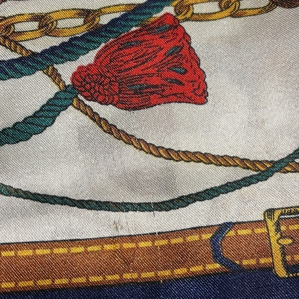 Scarf Green Navy Blue Red Gold Vintage 36” x 36” Soft Luxury Colors